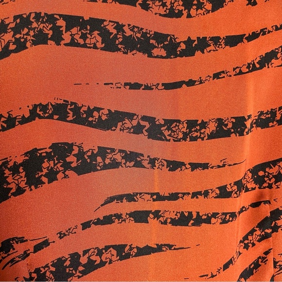 Anine Bing‎ Silk Wrap Penelope Dress XS Tiger Stripe Orange Long Sleeve Stars - Picture 12 of 16